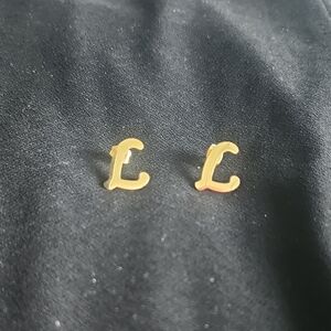 Gold Initial 'L' Earrings